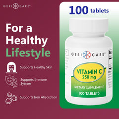 GeriCare Vitamin C 250mg bottle on white background