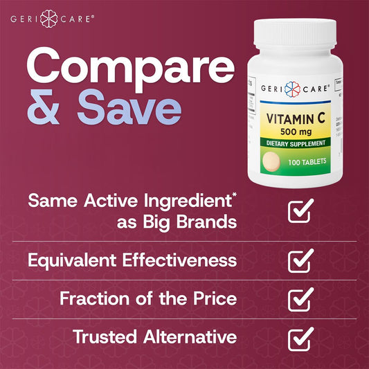 Bottle of GeriCare Vitamin C 500 mg tablets