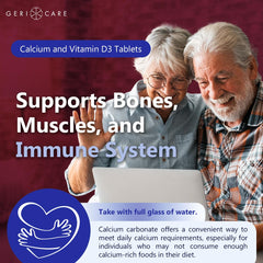 Bottle of GeriCare calcium and vitamin D3 tablets