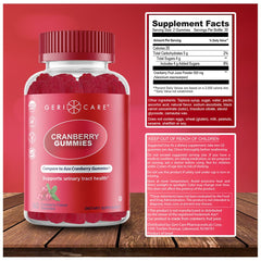 GeriCare Cranberry Gummies packaging with cranberry illustrations