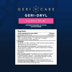 Geri-Dryl shelf-display in pharmacy offering quick-access allergy care