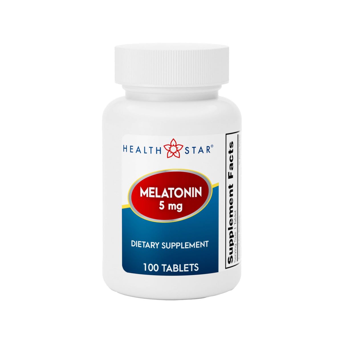 Front view of GeriCare Melatonin 5mg tablets bottle