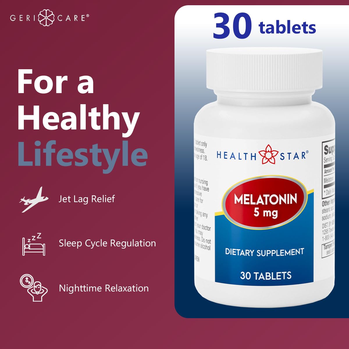 Nightstand scene with melatonin bottle for bedtime