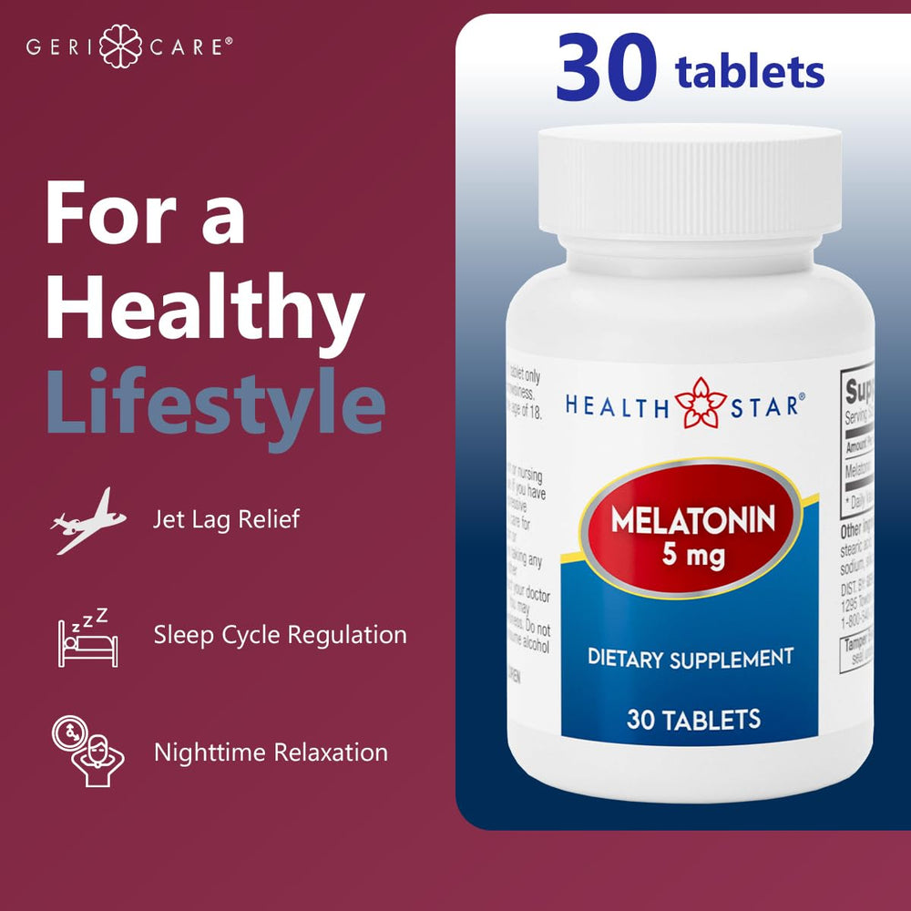 Nightstand scene with melatonin bottle for bedtime