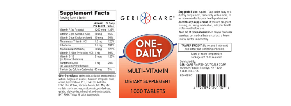 Close-up of GeriCare multivitamin tablet