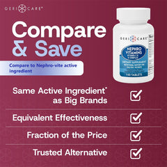 Close-up of Nephro Vitamin C & B Complex tablets