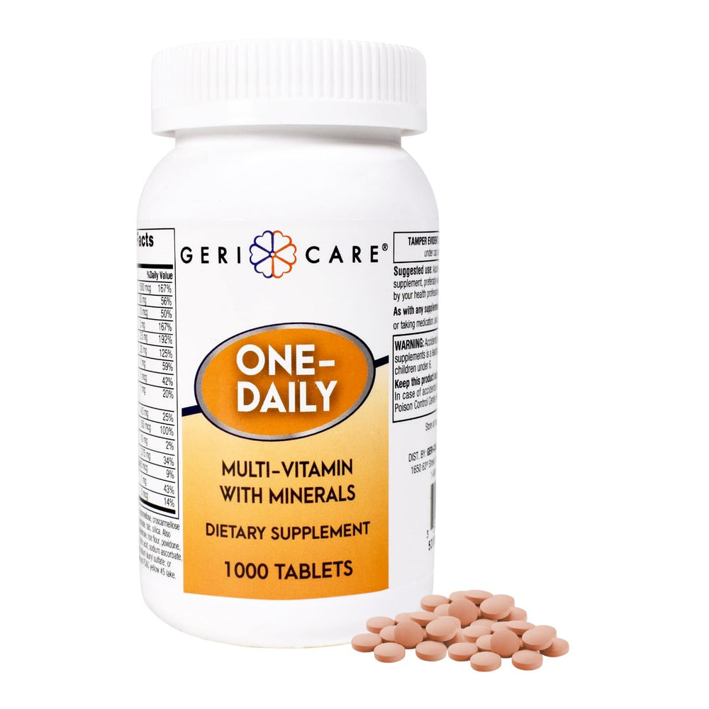GeriCare One-Daily multivitamins bottle front view with label visible