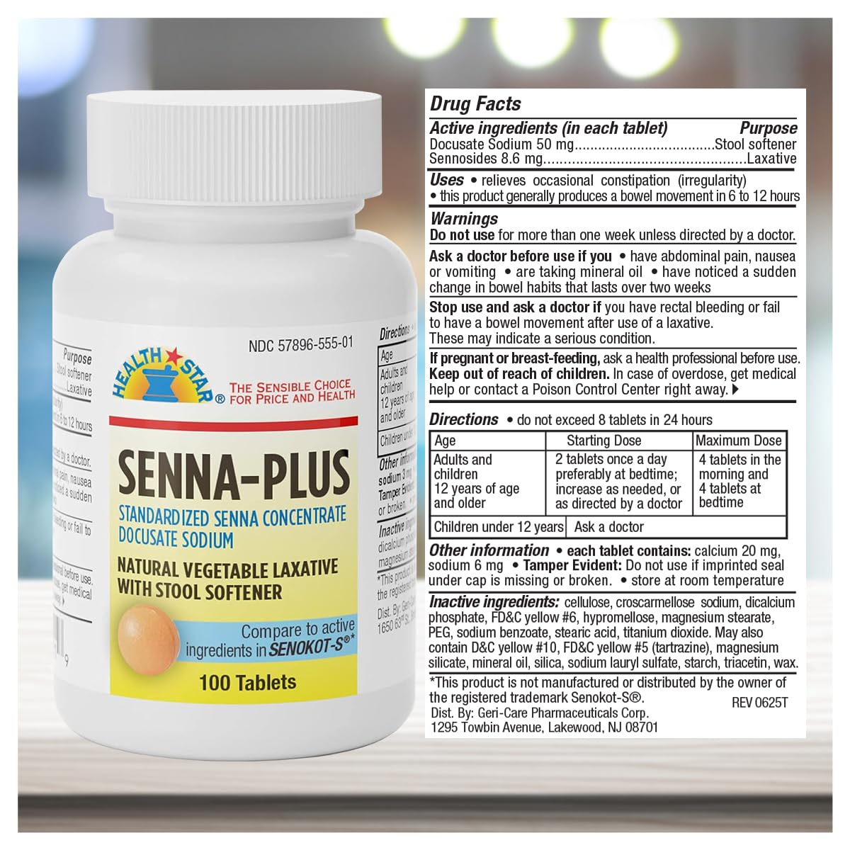 GeriCare Senna Plus tablets close-up for gentle digestive support