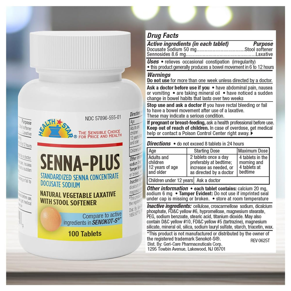 GeriCare Senna Plus tablets close-up for gentle digestive support