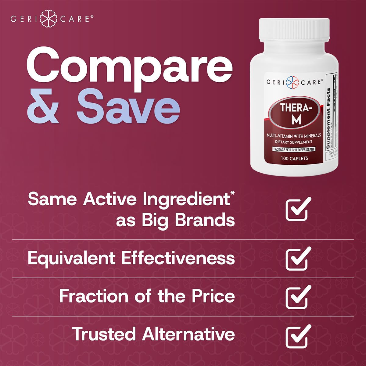 Daily directions for Thera M multivitamin caplets