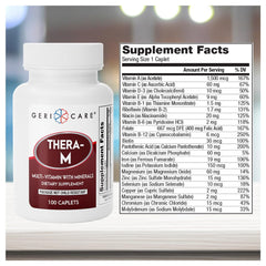Nutrition facts for GeriCare Thera M multivitamin caplets