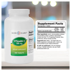 GeriCare Vitamin C 500 mg tablets close-up