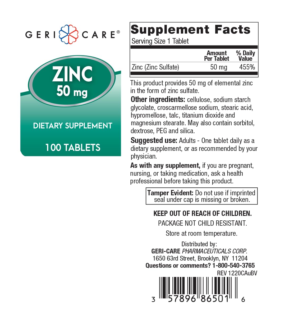 Close-up of zinc sulfate 50mg tablets
