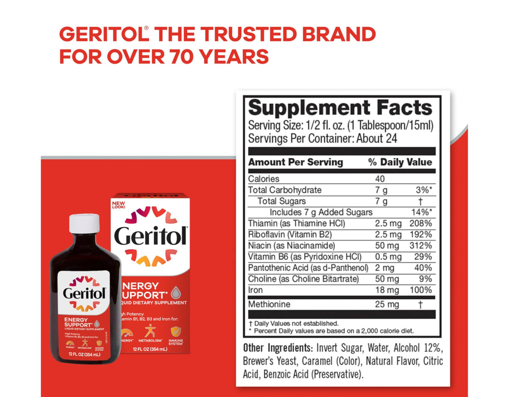 Two Geritol bottles in 12 oz 2-pack