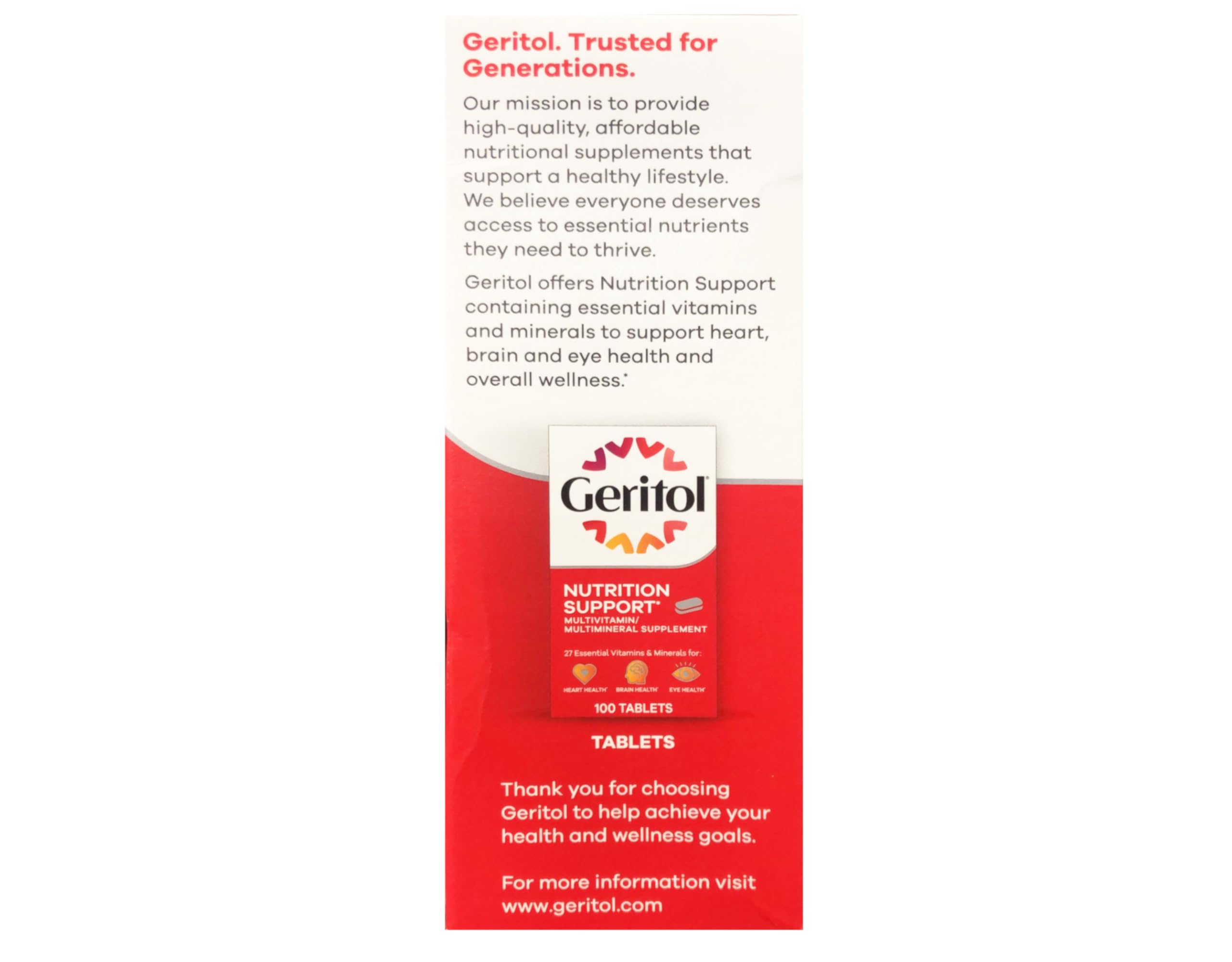 Nutrition information on the side of Geritol Liquid Energy Support B-Vitamins 12 oz