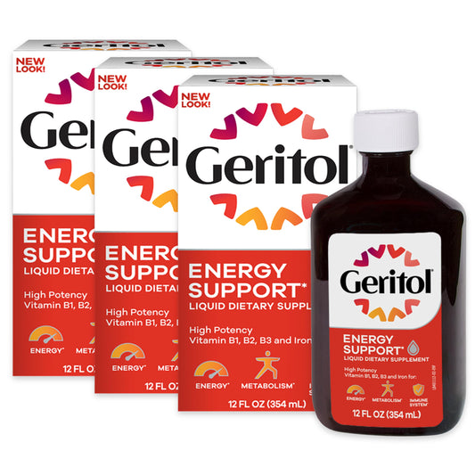Geritol liquid vitamin and iron bottle front view