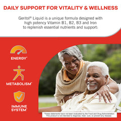 Dosing spoon with Geritol liquid after a meal