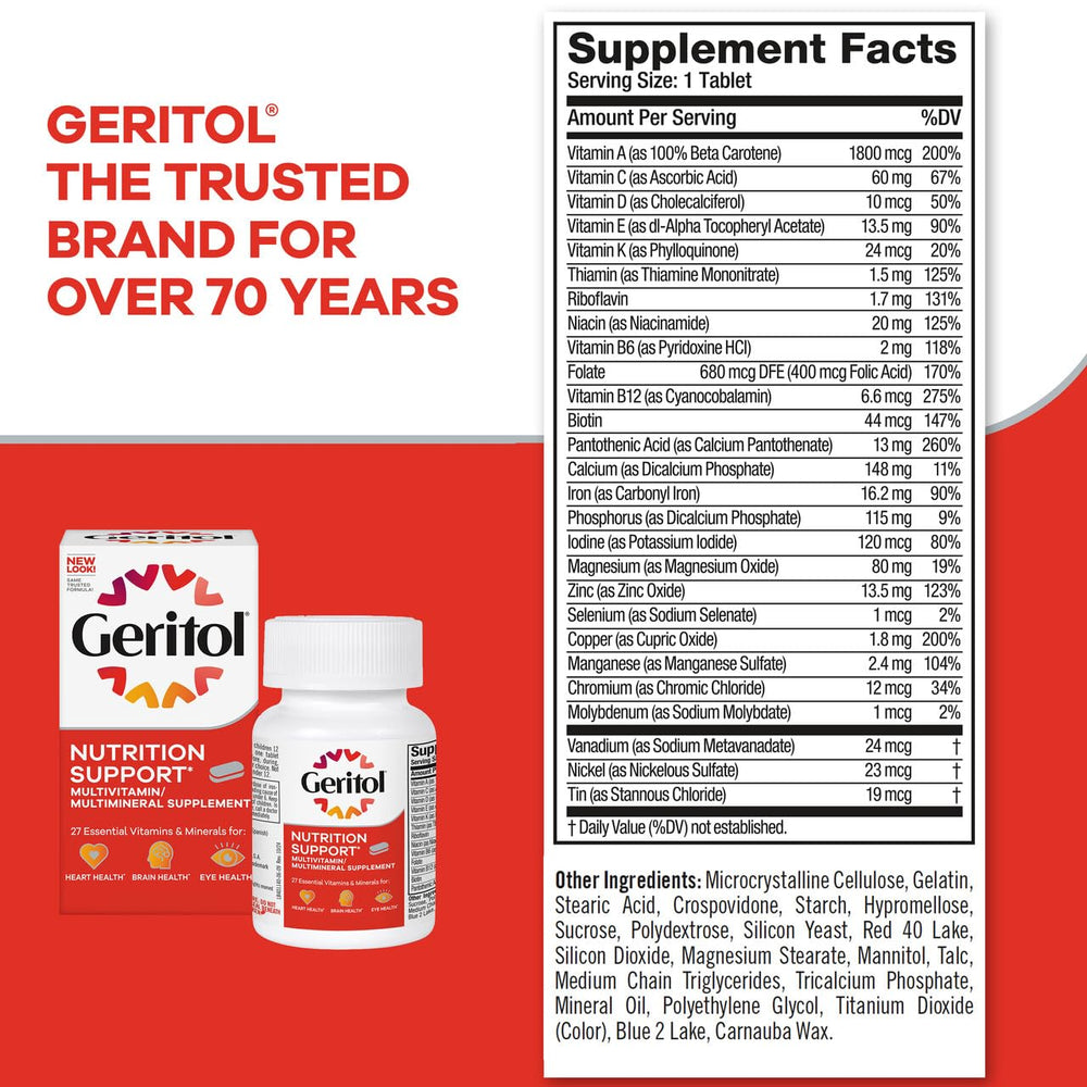 Close-up of Geritol Multivitamin tablets