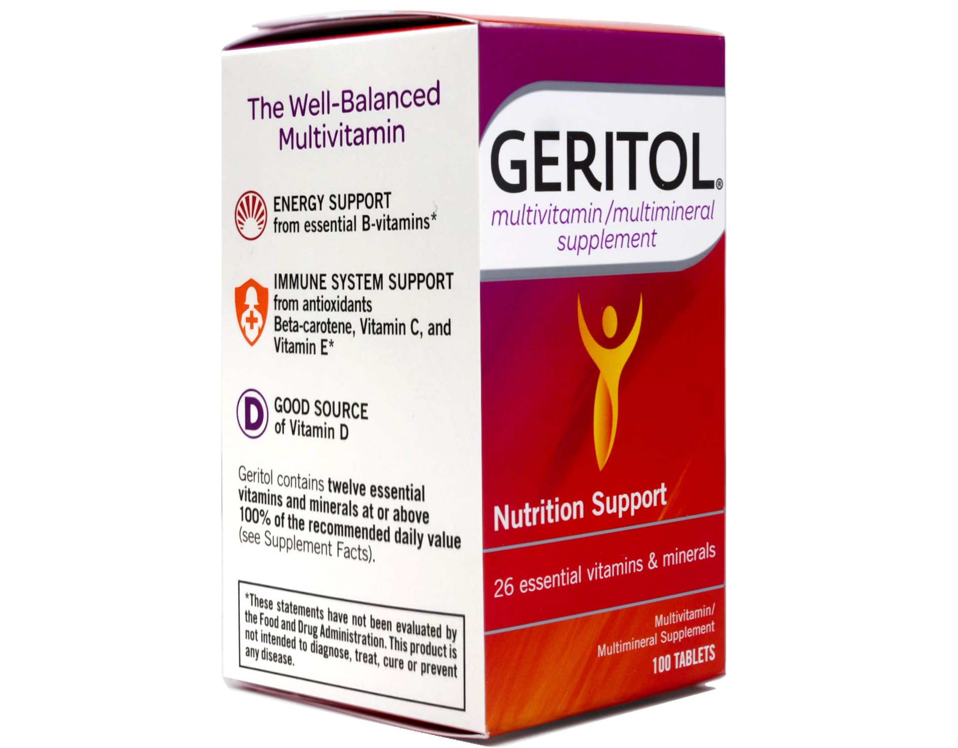 Close-up of Geritol Complete tablet highlighting B-vitamins for energy support