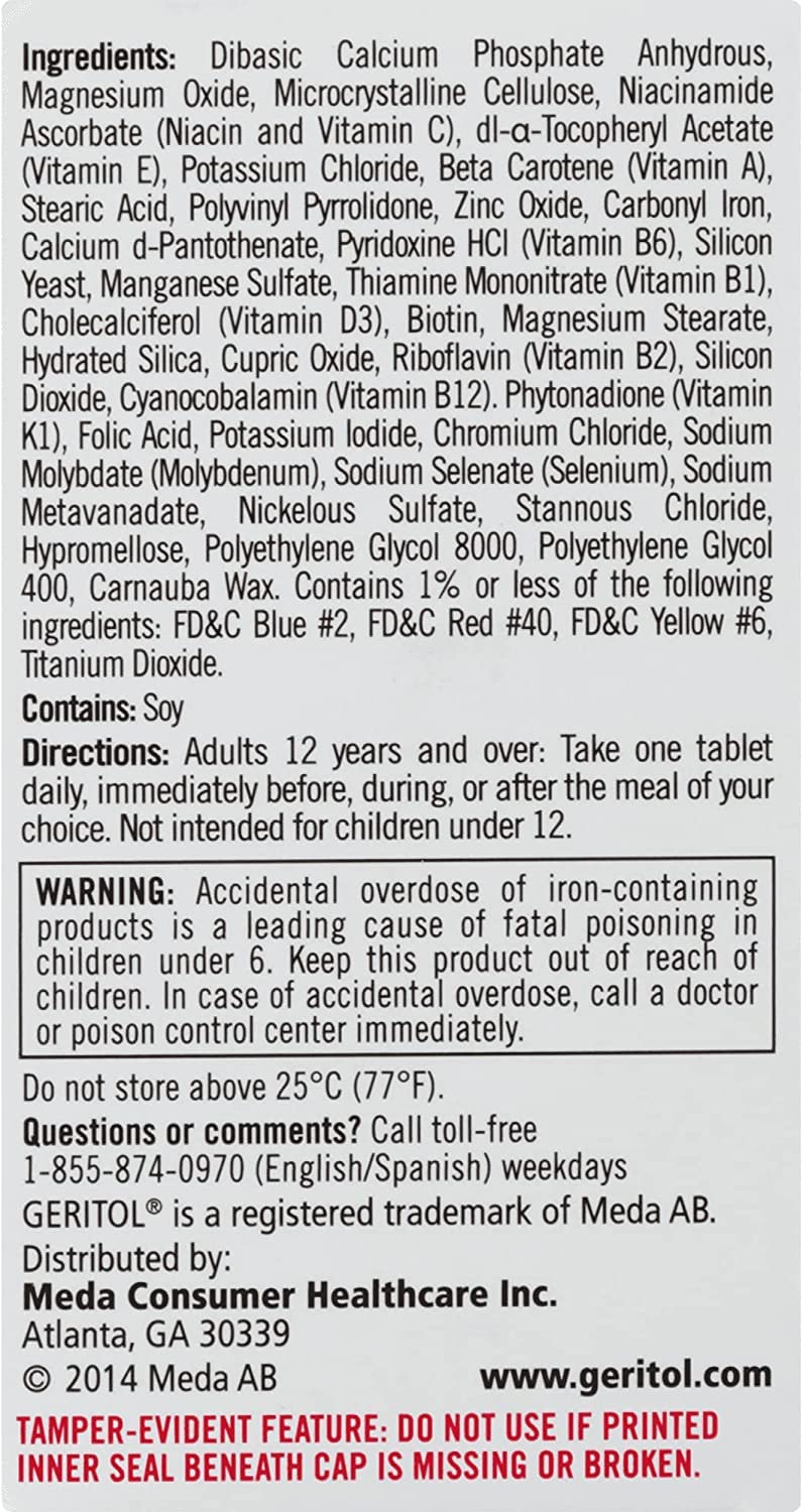 Geritol Complete branding on bottle label