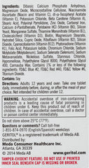 Geritol Complete branding on bottle label
