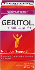 Geritol Complete bottle with tablets beside