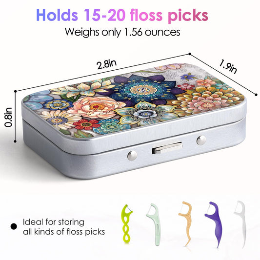 Gerkia Dental Floss Portable Case floral pattern with built-in mirror