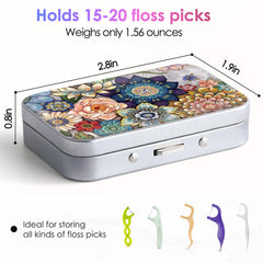 Gerkia Dental Floss Portable Case floral pattern with built-in mirror