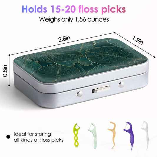 Close-up of durable tinned iron dental floss case