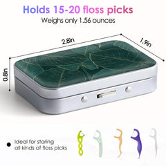 Close-up of durable tinned iron dental floss case