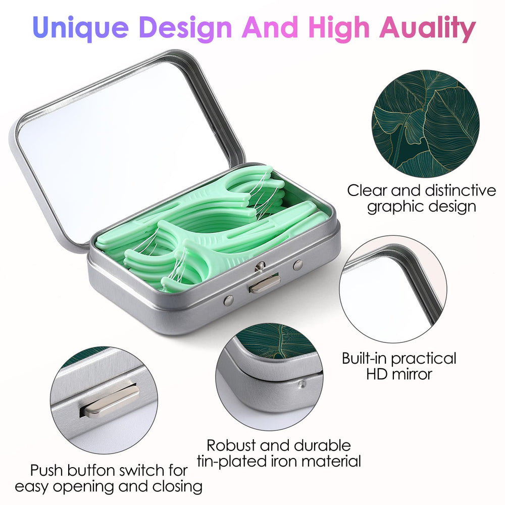 Portable floss dispenser with built-in mirror