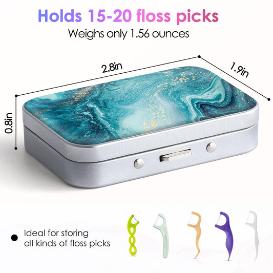 Gerkia dental floss case with floral blue ocean design