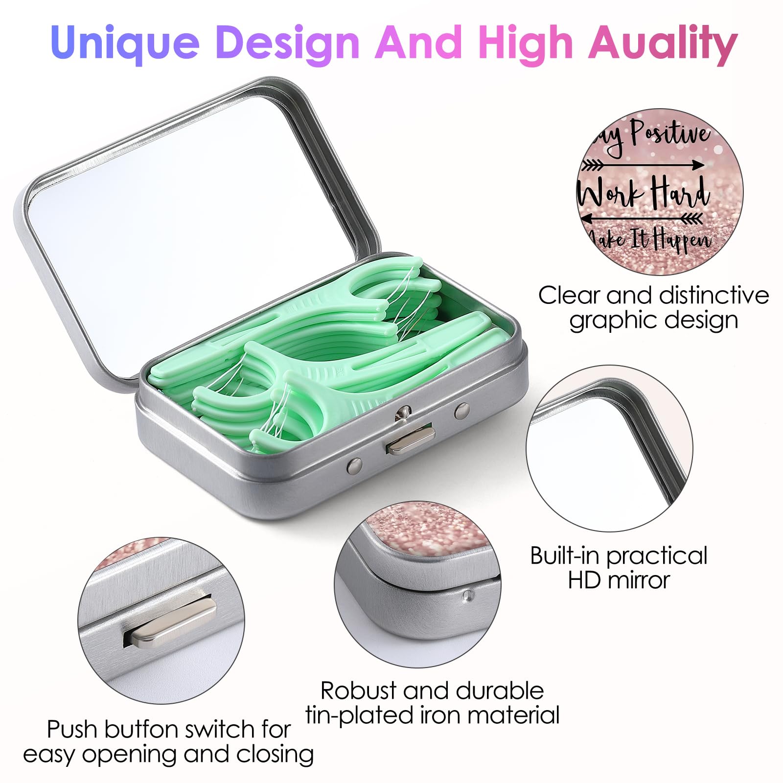 Gerkia portable floss case featuring pink inspirational quotes pattern