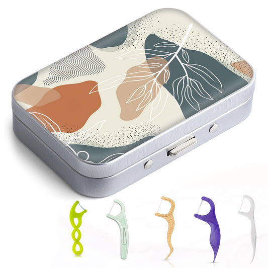Gerkia dental floss portable case with marble pattern, front view