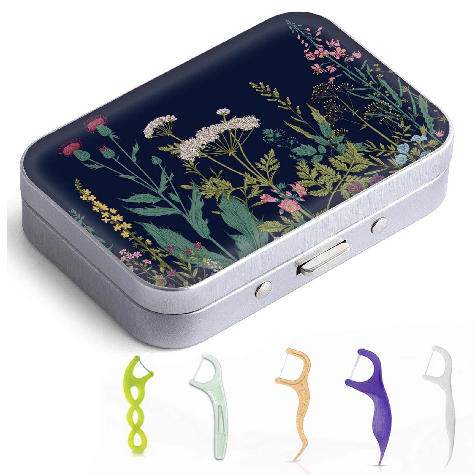 Gerkia Dental Floss Portable Case in black flower design