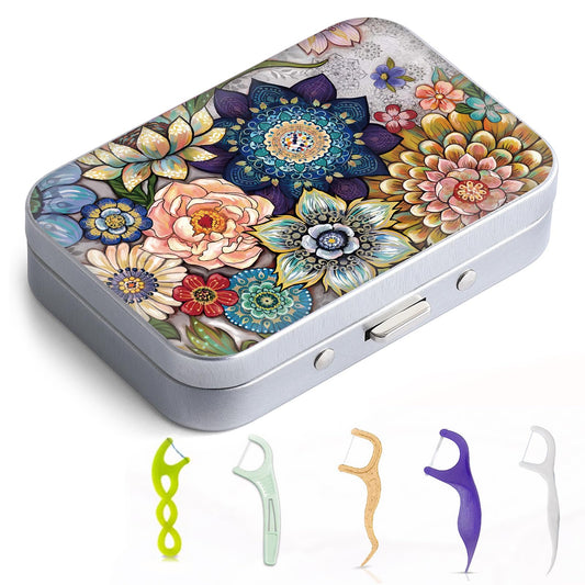 Gerkia dental floss portable case with marble pattern