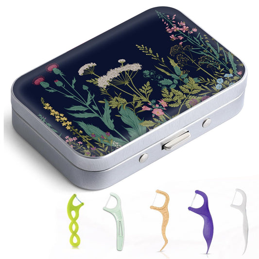 Gerkia Dental Floss Portable Case in black flower design