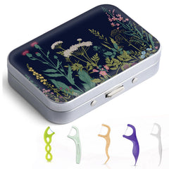 Gerkia Dental Floss Portable Case in black flower design