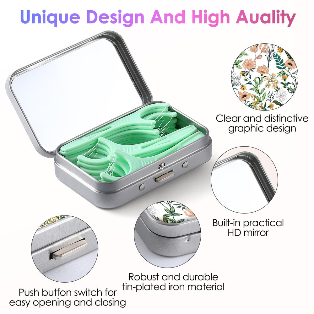 Compact travel floss dispenser with built-in mirror