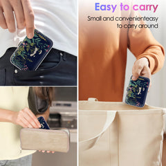 Portable dental floss dispenser shown in a pocket for travel