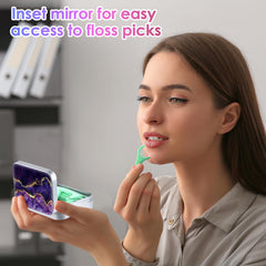 Gerkia floss case with built-in mirror