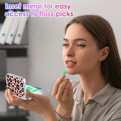 Dental floss case with built in mirror