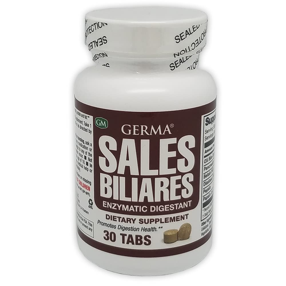 Germa Bile Salts bottle back label with 30 tablets