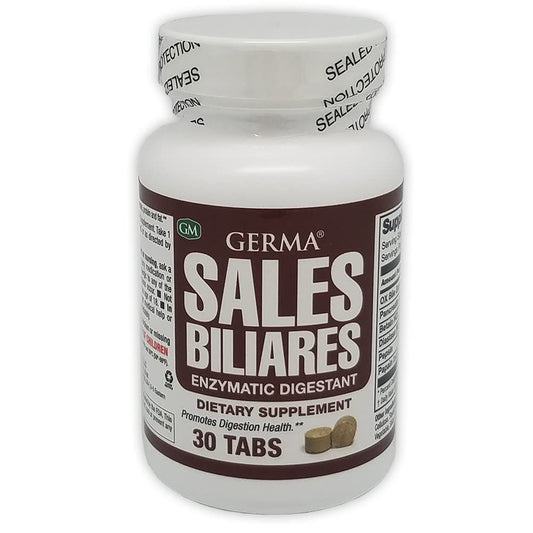 Germa Bile Salts bottle back label with 30 tablets