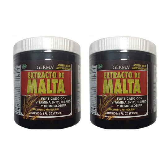Germa Malt Extract bottle front view with 8 oz 2-pack