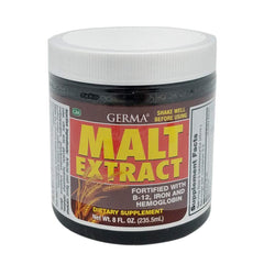 Germa Malt Extract fortified with Vitamin B-12 and Iron label