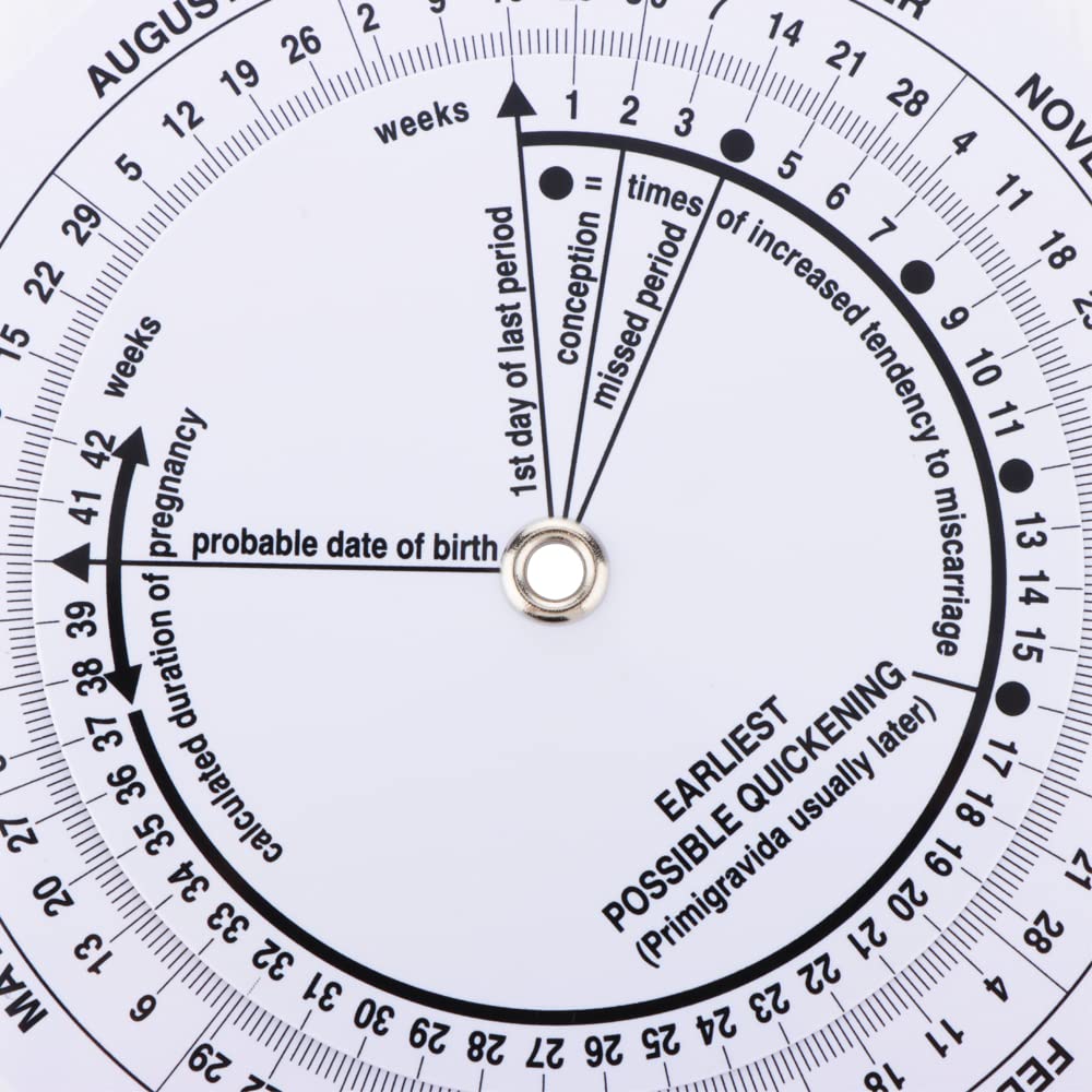 Gestation wheel calculator showing days, weeks and months