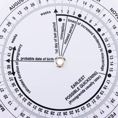 Gestation wheel calculator showing days, weeks and months