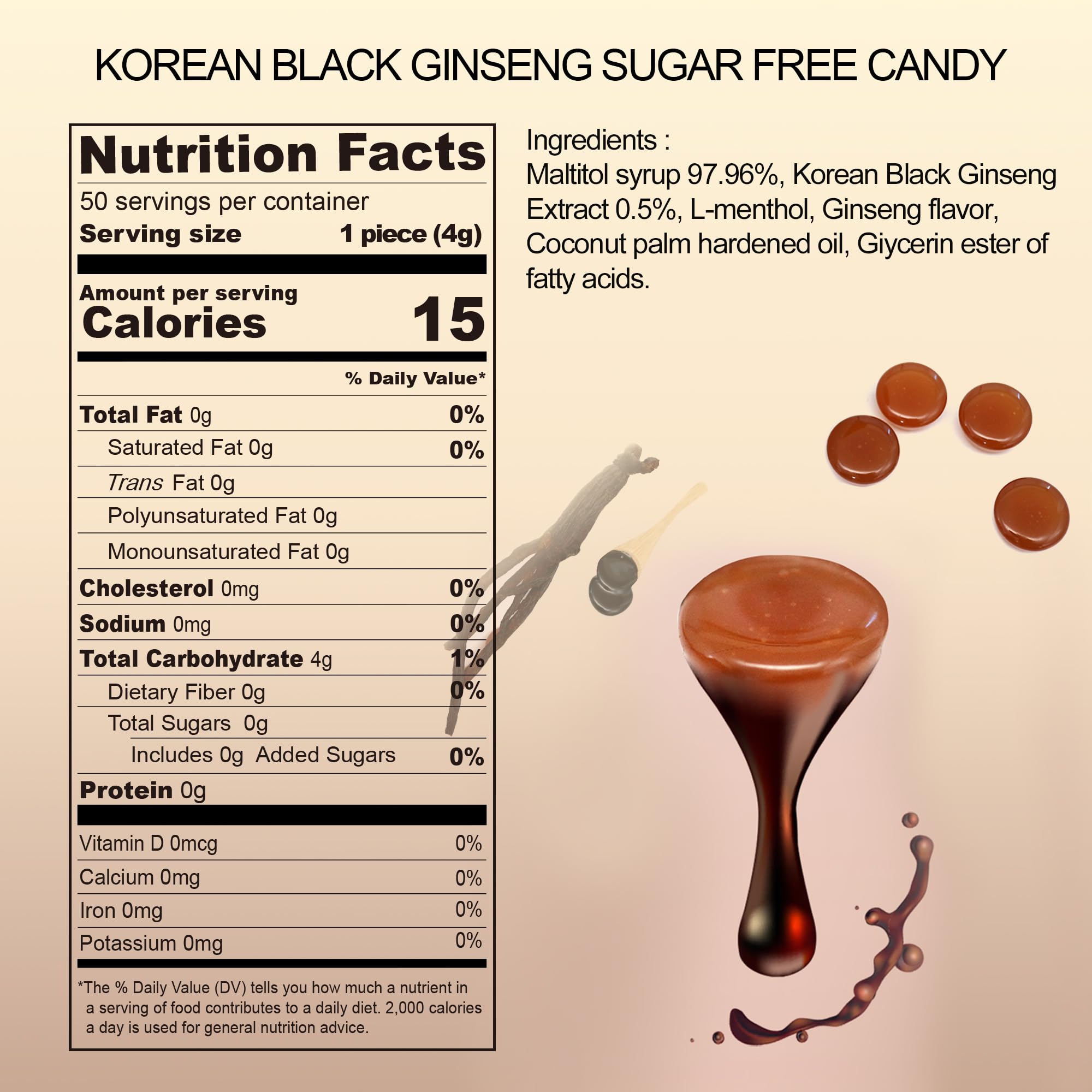 GeumHeuk black ginseng candy ingredients graphic