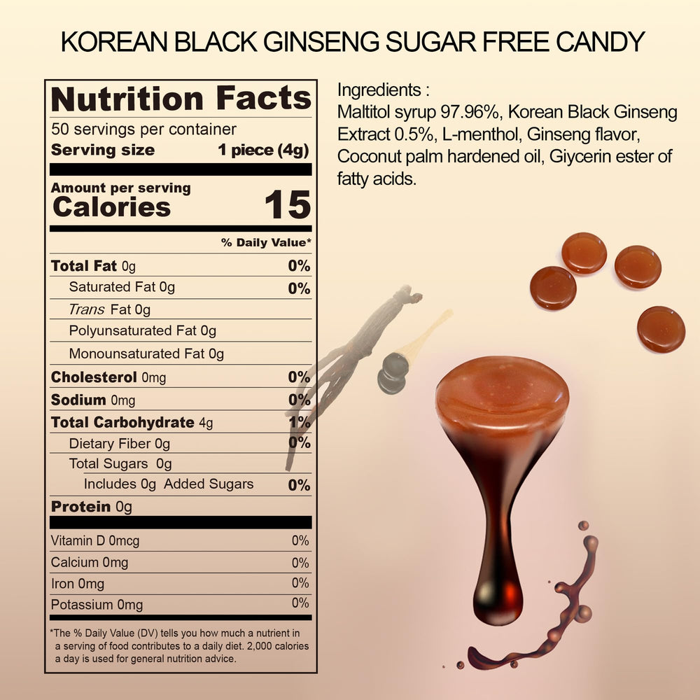 GeumHeuk black ginseng candy ingredients graphic